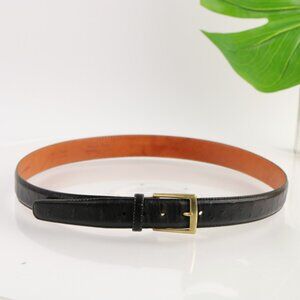 Martin Dingman Mens Belt Size 36 Black Leather Ostrich Grain Calf USA Handmade